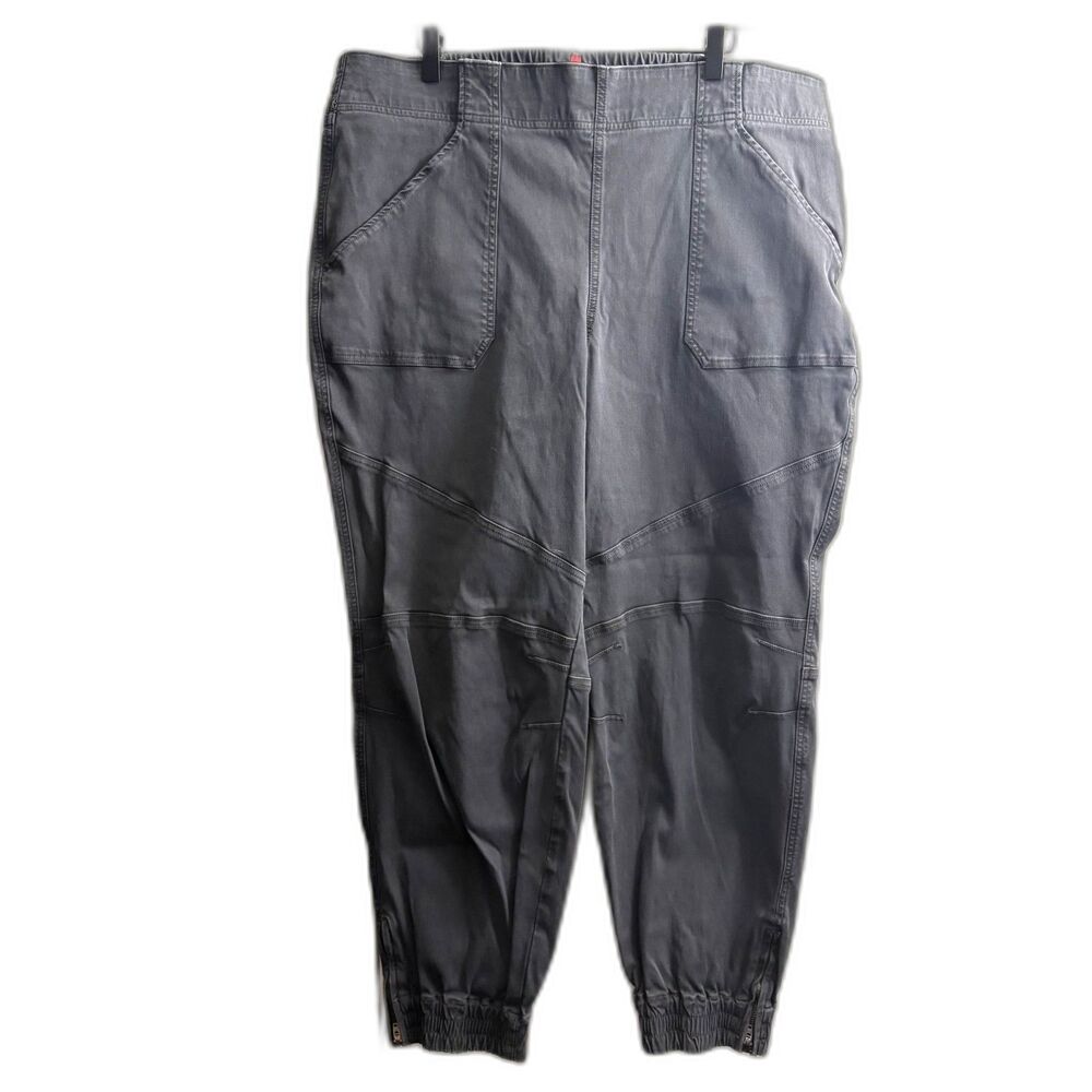 Women's Plus Size Charcoal Gray Spanx Twill Cargo Jogger Pants 3X